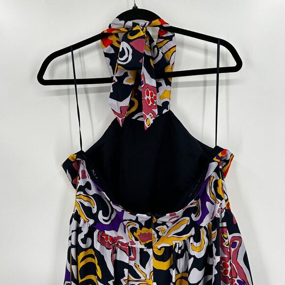 NWT J. CREW Blue Yellow Paisley 100% Silk Sarong Boho Summer Midi Dress Size 14 - Picture 6 of 10